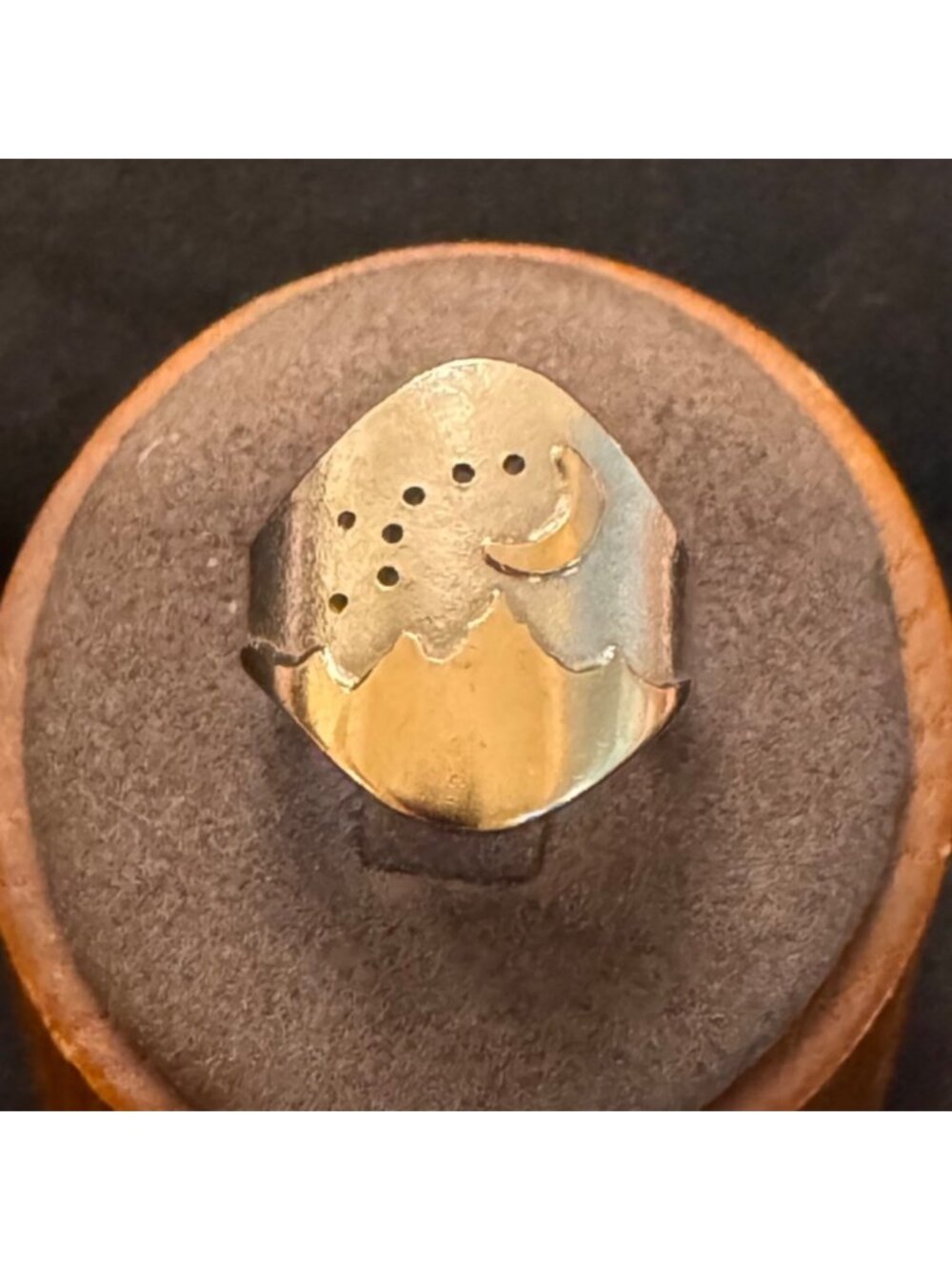 VTG Sterling Silver 925 & 14k Gold Mountain and Moon Theme Ring Size 6.25